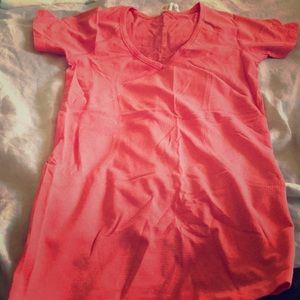 Workout tee shirt in a coral color